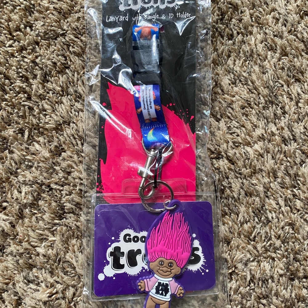 NEW! Good Luck Trolls Lanyard "Bad Hair Day" Troll Dangle & ID Holder - Picture 4 of 4